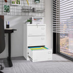 Locking Metal Filing Cabinet 3 Drawer - Multiple Sizes, Black or White