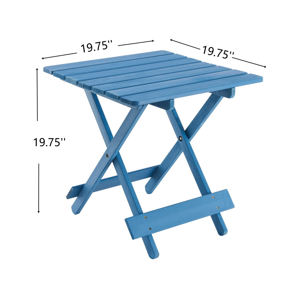 Folding Square Table for Backyard with Space-Saving Design - Blue