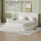 AirFrame Queen Bed Frame with Adjustable Sliding Side Table - Off-White Sherpa