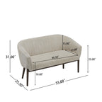 Corduroy Recessed Arm Loveseat with Channel Tufting - Beige & Walnut