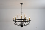 18-Light Industrial Iron Candle Chandelier with Adjustable Height - Gold & Black