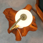 White Bedside Table Lamp with Globe Lampshade - Marble Base