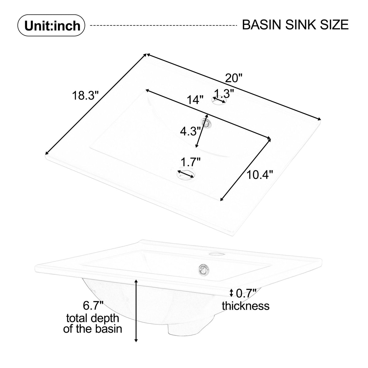 Bathroom Vanity with Sink and Adjustable Shelf - Multiple Colors