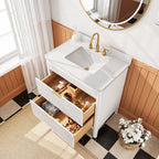 Fully Assembled 30'' Bathroom Vanity with Engineered Marble Top - White
