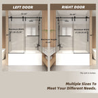 Frameless Sliding Bathtub Door with Tempered Glass - Black or Gray
