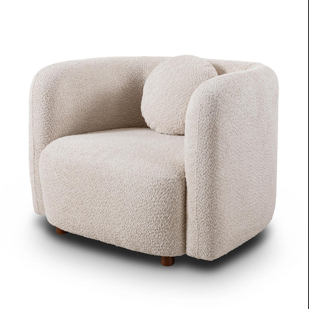 Japandi Style Accent Square Chair with Solid Wood Legs - Beige or White