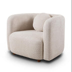 Japandi Style Accent Square Chair with Solid Wood Legs - Beige or White