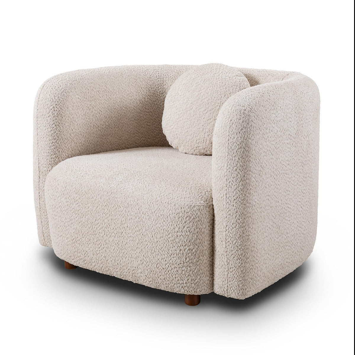 Japandi Style Accent Square Chair with Solid Wood Legs - Beige or White