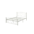 Queen Size Metal Bed Frame with Flower Headboard and Footboard