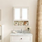 Bathroom Medicine Cabinet with Adjustable Shelves and Mirror - White