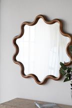 Wooden Accent Mirror With Unique Frame - Brown