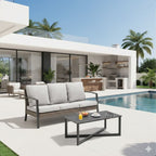2 Piece Outdoor Patio Set with Cushions & Coffee Table - Gray or Beige
