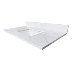 37-Inch Quartz Bathroom Vanity Top with Undermount Single Bowl - White