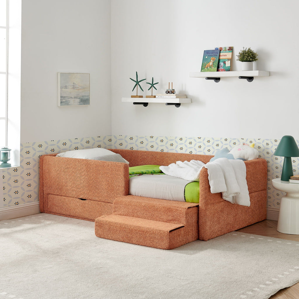 Safe Kids Bed with Guardrails and Storage - Twin, Multiple Colors