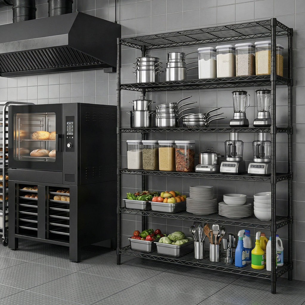 6-Tier Metal Storage Shelves with 2100LBS Capacity - Carbon Steel