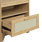 Modern Cane Accent Nightstand with 1 Drawer - Black or Light Brown