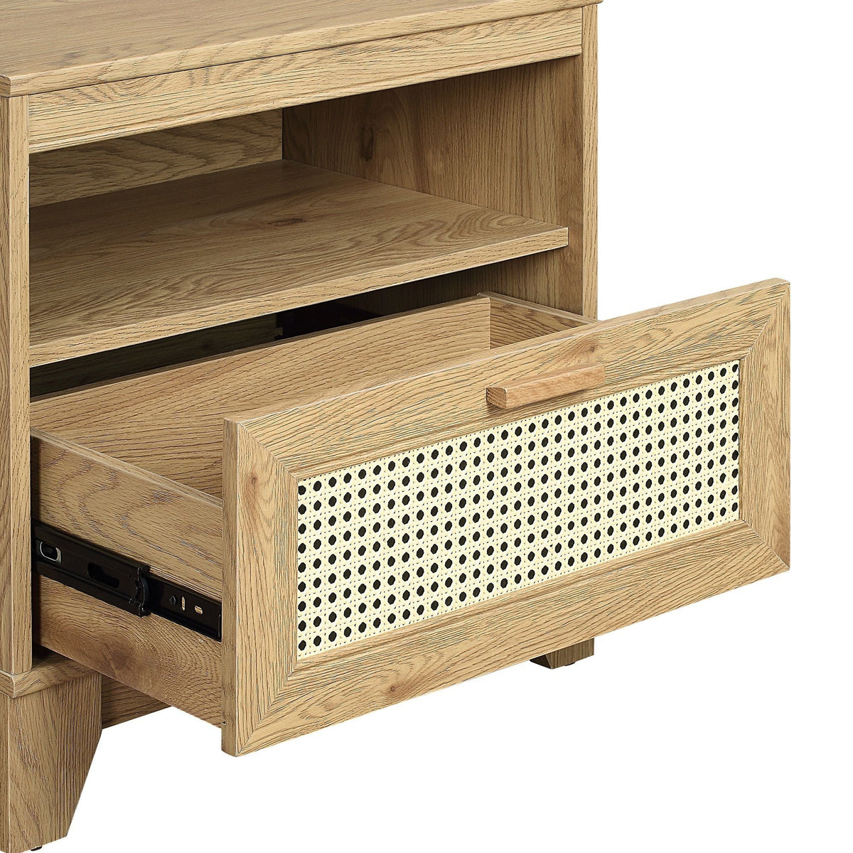 Modern Cane Accent Nightstand with 1 Drawer - Black or Light Brown