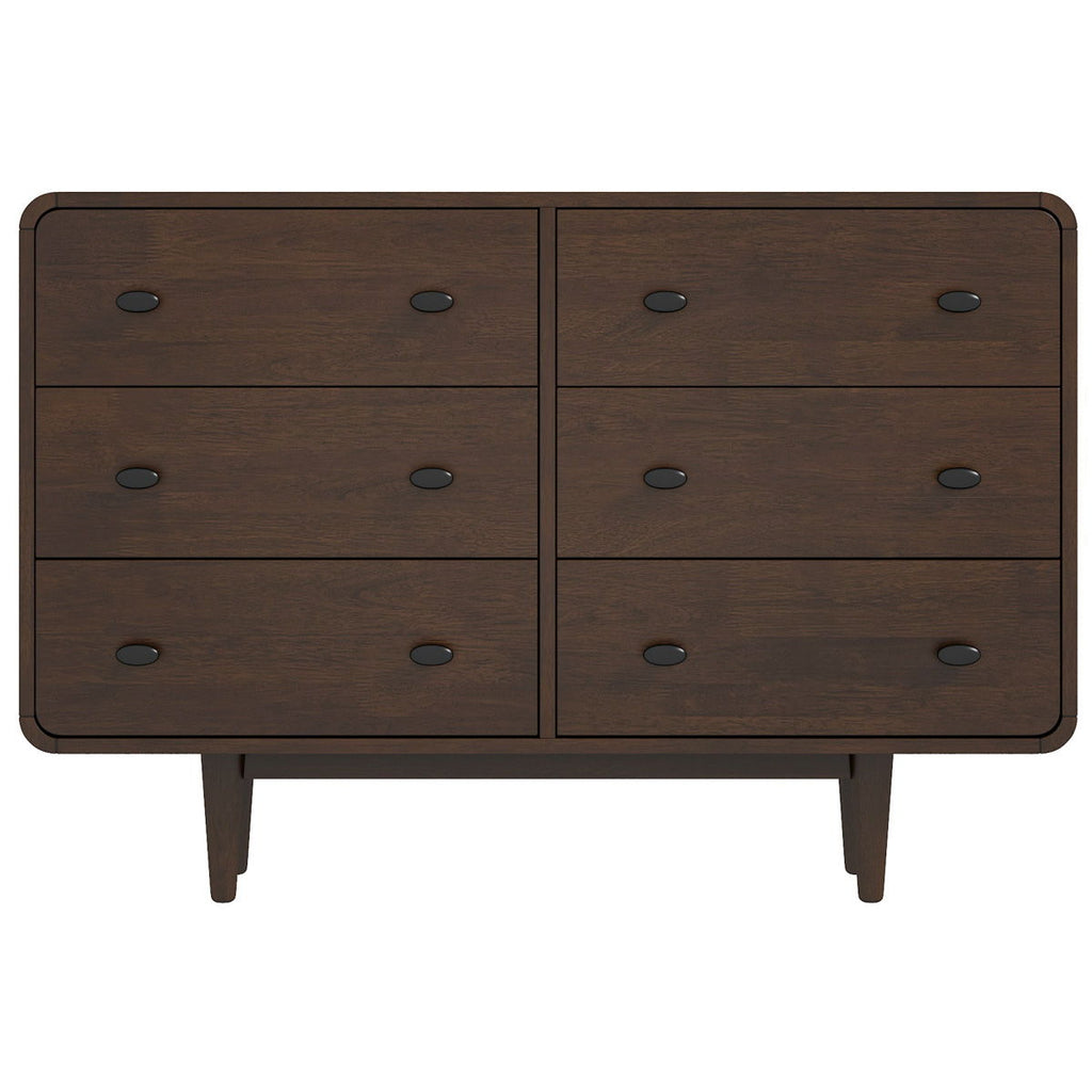 Mid-Century Modern Dresser with Solid Wood Construction - Brown