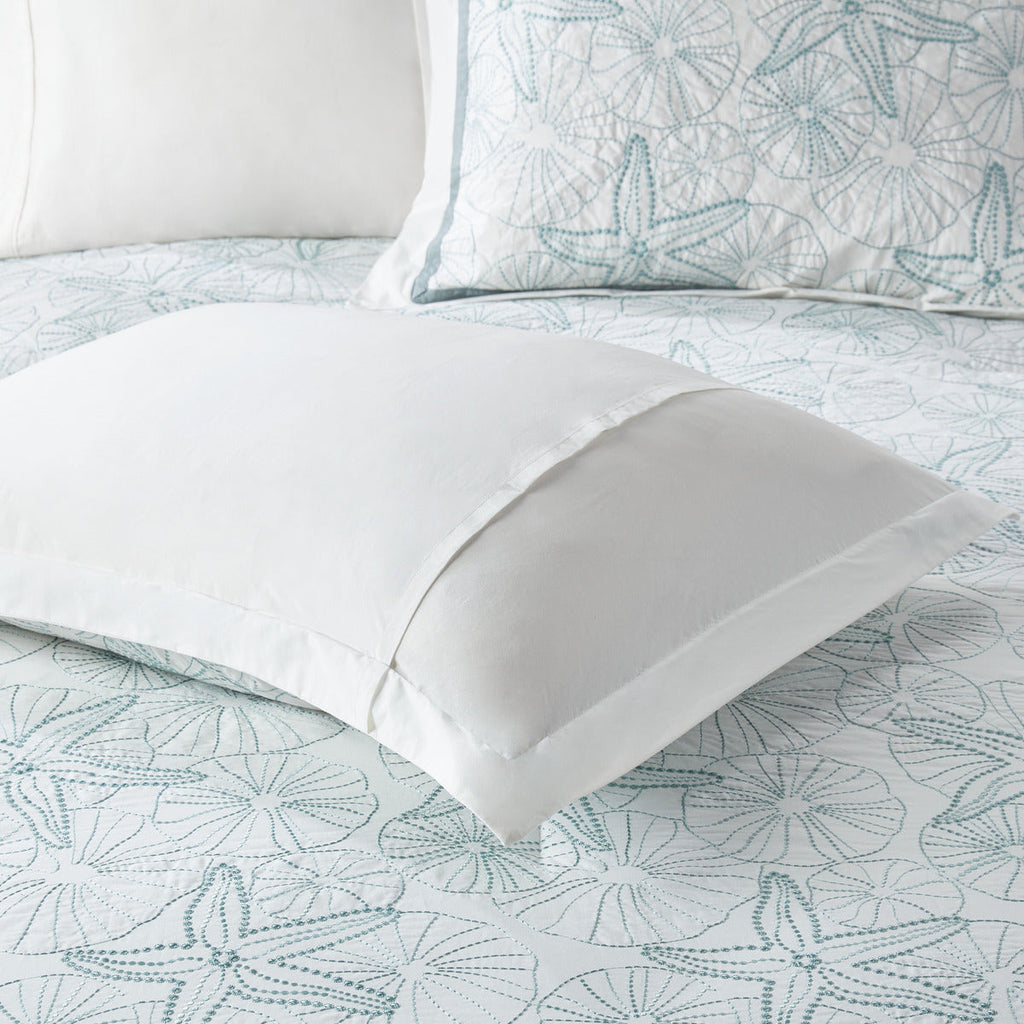 White King Comforter Set with Coastal Embroidery - 100% Cotton