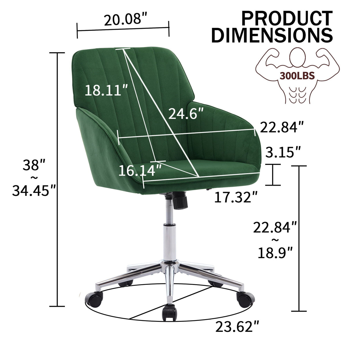 Adjustable Ergonomic Office Chair with Swivel Backrest Seat - Multiple Colors