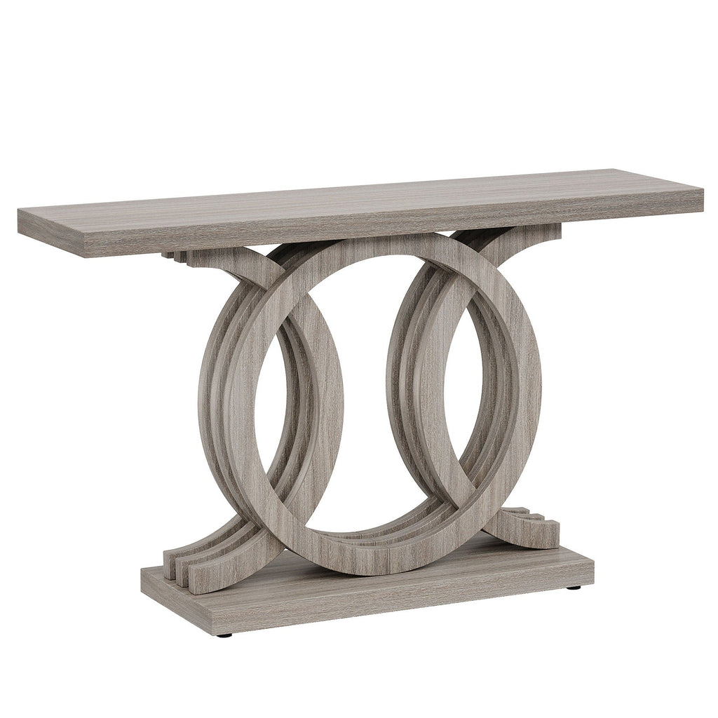 Console Table with Geometric Base for Living Room - Gray