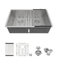 Modern Double Bowl Undermount Sink with 10" Deep Basins - Gray