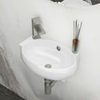 Modern Rectangle Wall Mount Bathroom Sink with Single Faucet Hole - White