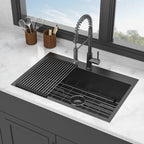 Drop In Kitchen Sink with Nano Technique Gunmetal Finish - Black