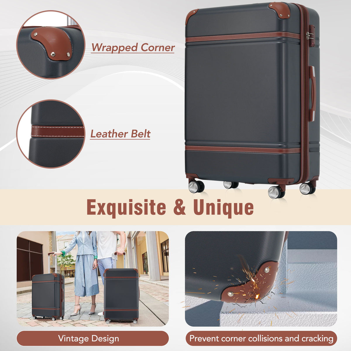 Hardshell Luggage Set 3-Piece Spinner with TSA Lock - Lightweight, Multiple Colors