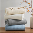 Ivory Microfleece Blanket Full/Queen with Soft Brushed Finish