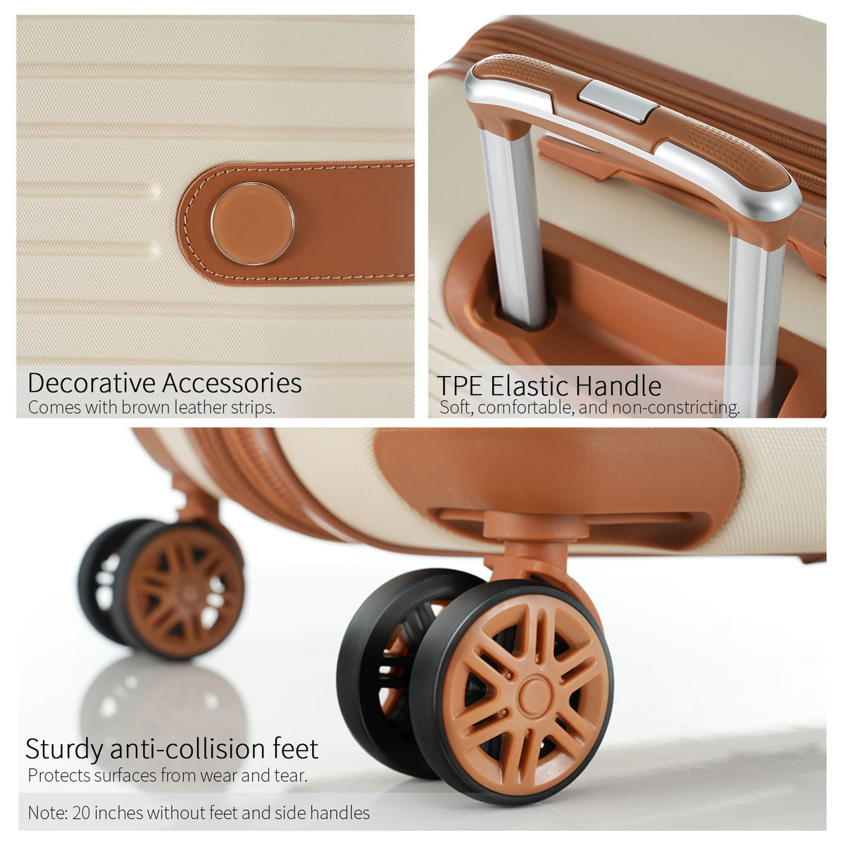 4 Piece Hard Shell Luggage Set with Spinner Wheels - Multiple Colors