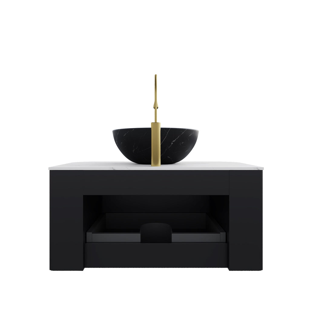 DINA 30" Bathroom Vanity & Sink with Floating Curved Edges - Multiple Colors