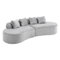 Modern Curved Sofa With Pillows - Fabric Stationary Sofa