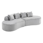 Modern Curved Sofa With Pillows - Fabric Stationary Sofa