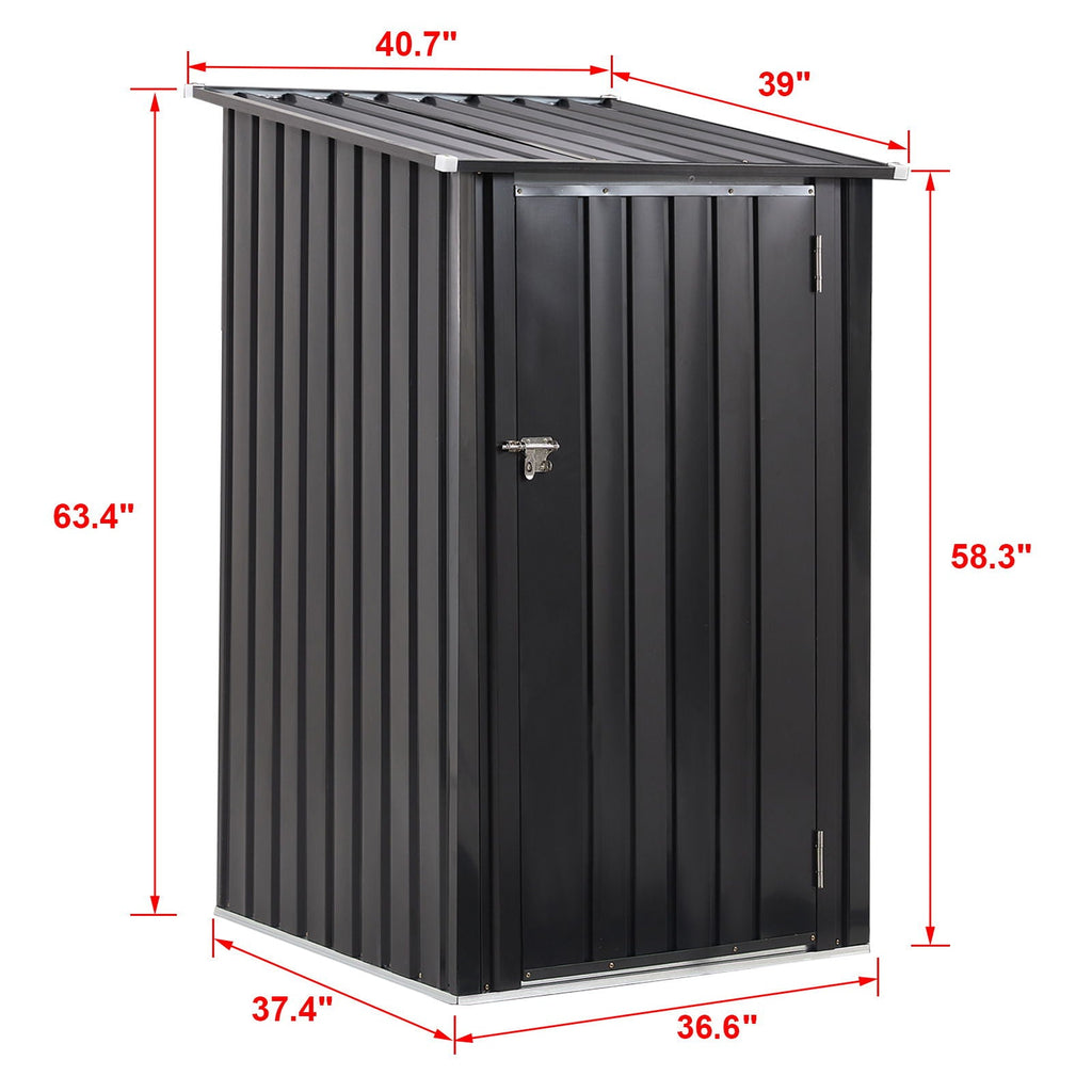 Outdoor Steel Storage Shed with Lockable Door - Black