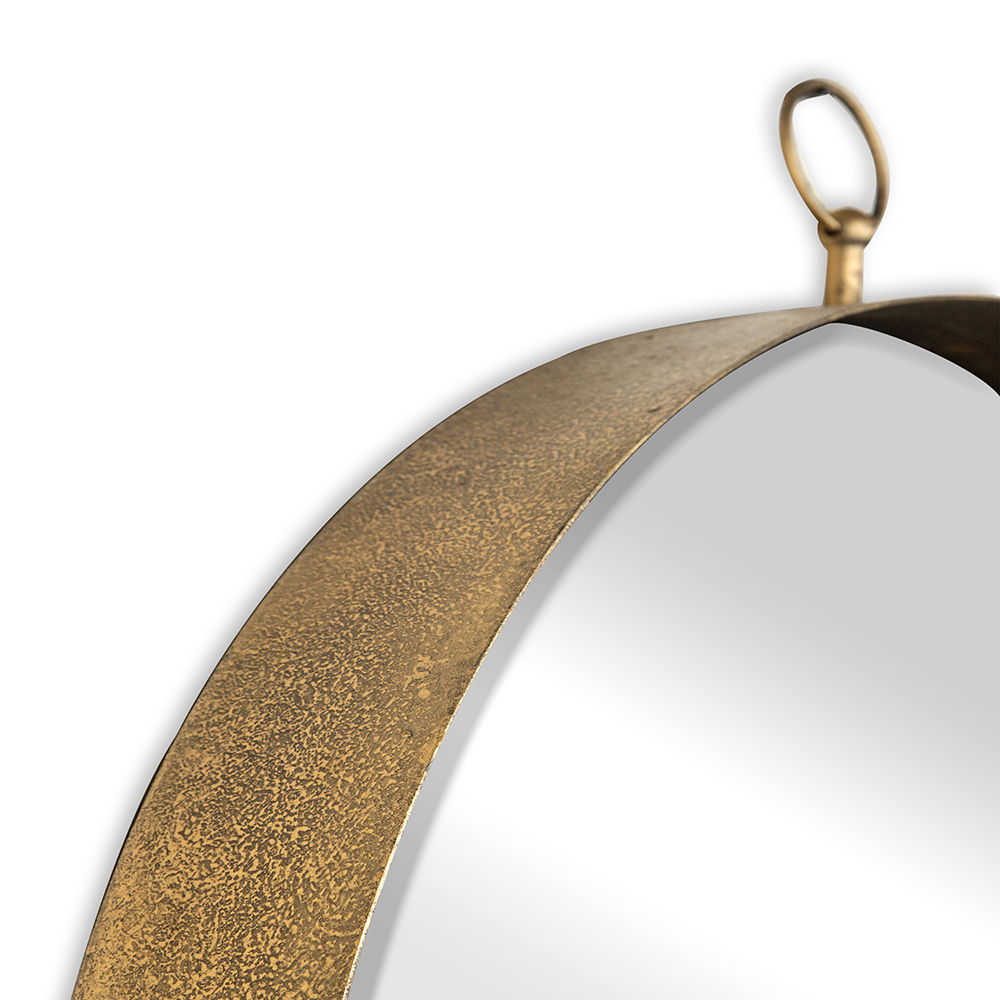 Round Mirror with Iron Frame - Gray