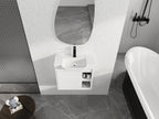 24'' Wall-Mounted Bathroom Vanity with Ceramic Sink - Glossy White