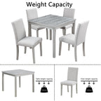 Dining Table Set with Crystal Decoration and Upholstered Chairs - Gray or White