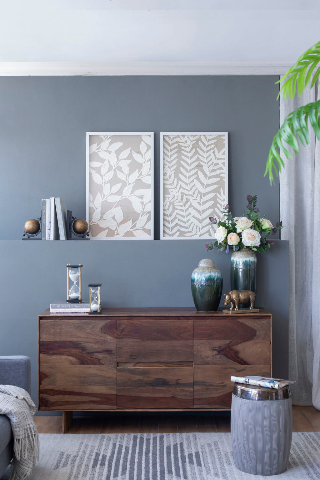 Shadow Box Wall Decor with Paper Florals – White