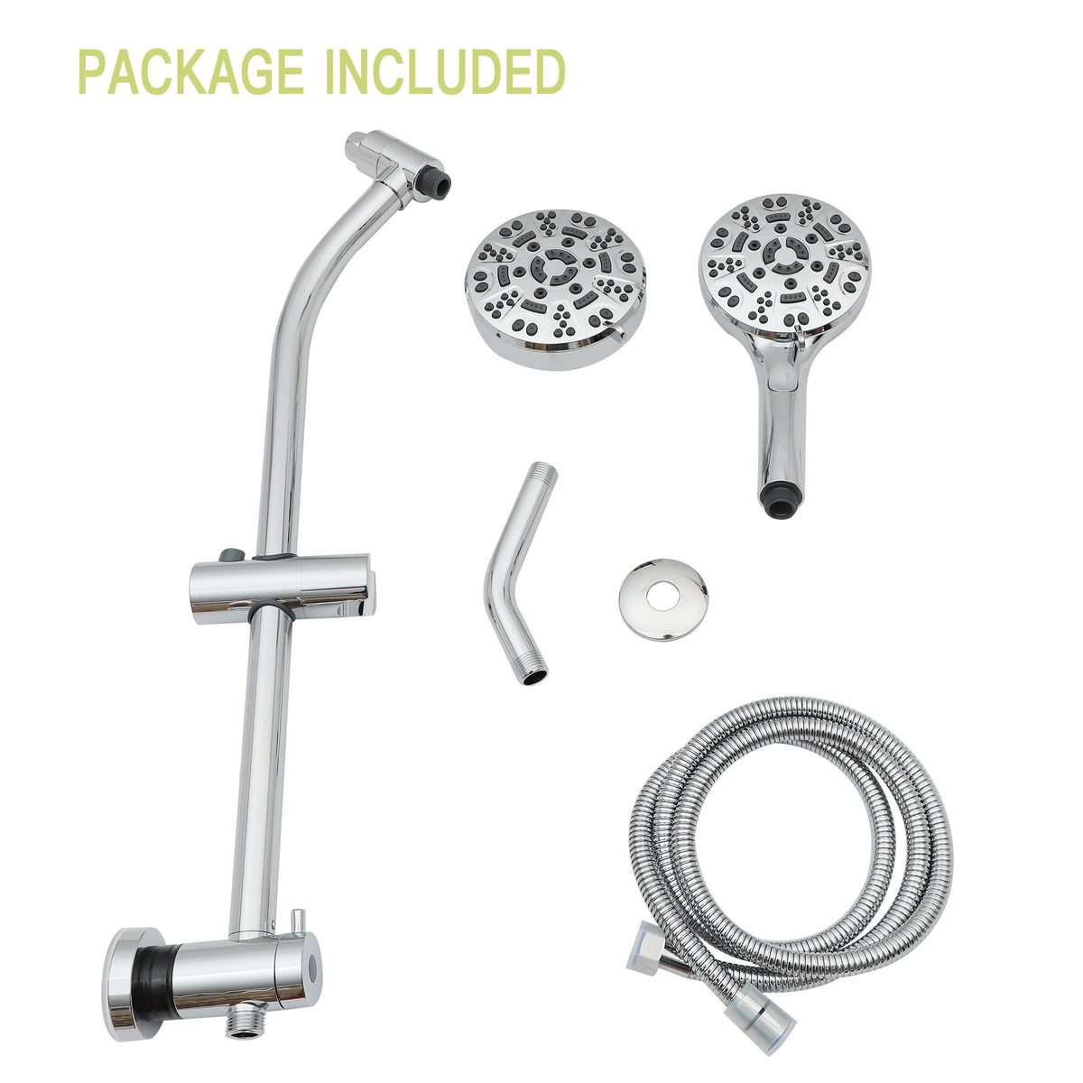 Dual Shower Head System with Rain Shower and Adjustable Slide Bar - Multiple Colors
