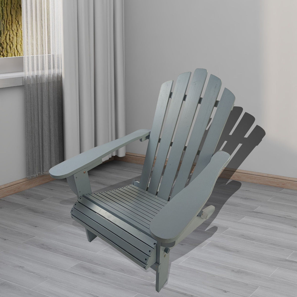 Walnut Adirondack Chair with Foldable Design - Outdoor or Indoor