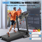 2.5Hp Portable Treadmill with Handles, App Control & LED Display - Black