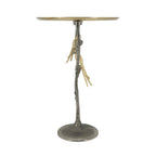 Metal Dual Bird Side Table with Round Tray - Gold