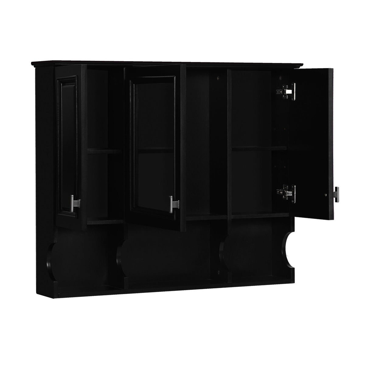 Wall Mounted Bathroom Medicine Cabinet With Mirror & Open Shelves