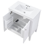 30" No Assembly Needed Vintage Bathroom Vanity with Spacious Storage - Vintage Finish