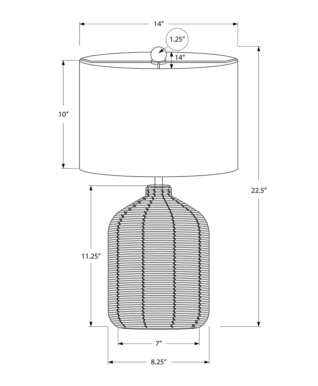 Modern Rattan Table Lamp with Fabric Shade - Light Brown or Black