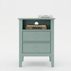 Fluted Nightstand with 2 Drawers and Soft-Close Slides - Multiple Colors