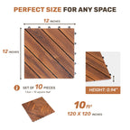 Light Brown Interlocking Deck Tiles with Diagonal Pattern - Outdoor 12" x 12"