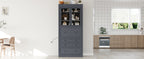 Freestanding Kitchen Pantry Cabinet with Power Outlet – Grey or White