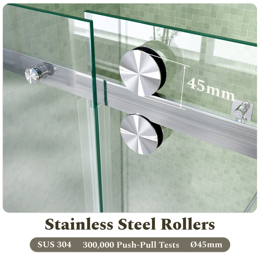 56-60"W Frameless Sliding Tub Shower Door with Tempered Glass - Brushed Nickel